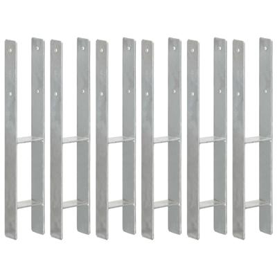 Grondankers 6 st 9x6x60 cm gegalvaniseerd staal zilverkleurig