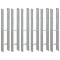 Grondankers 6 st 9x6x60 cm gegalvaniseerd staal zilverkleurig