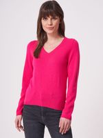 Basic fijngebreide V-hals trui van biologisch cashmere