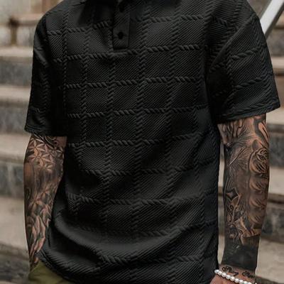 Bon&Bon Homme Heren Poloshirt - Grijs Casual Shirt met Textuur Zwart / XL