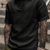 Bon&Bon Homme Heren Poloshirt - Grijs Casual Shirt met Textuur Zwart / L