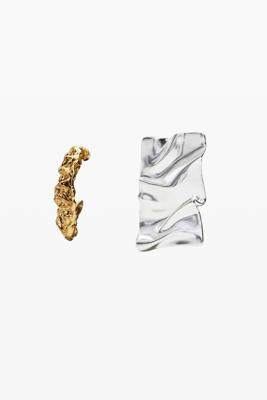 Asymmetrische oorbellen verguld en verzilverd Zalio - MATERIAL FINISHES - U