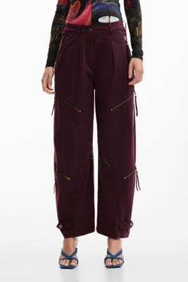 Tie-dye broek met ritsen - RED - 40