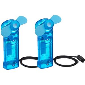 Ventilator voor in je hand - 2x - Verkoeling in zomer - 10 cm - Blauw