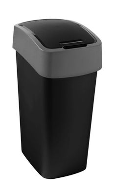 Curver flip bin 45 liter zwart/lichtgrijs