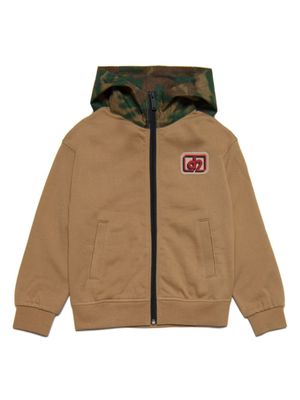 DSQUARED2 KIDS hoodie zippé à imprimé camouflage - Marron
