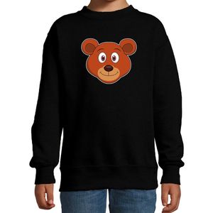 Cartoon beer trui zwart voor jongens en meisjes - Cartoon dieren sweater kinderen 14-15 jaar (170/176)  -