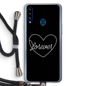 Forever heart black: Samsung Galaxy A20s Transparant Hoesje met koord