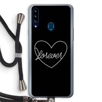 Forever heart black: Samsung Galaxy A20s Transparant Hoesje met koord