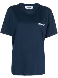 MSGM t-shirt en coton à logo brodé - Bleu