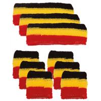 Faram Zweetbandjes set - 6x - zwart/geel/rood - verkleed accessoires - hoofd en pols - Belgie Faram Zweetbandjes set - 6x - zwart/geel/rood - verkleed accessoires - hoofd en pols - Belgie