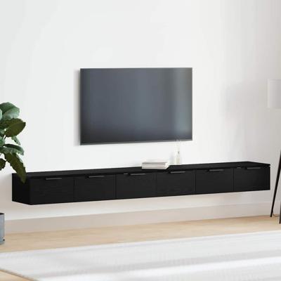 Wandkast 2 pcs Zwart eiken 102 x 30 x 20 cm Bewerkt hout