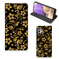 Samsung Galaxy A32 5G Smart Cover Gouden Bloemen