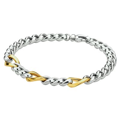 Armband Gourmetschakel geelgoud-zilveren kern 8,5 mm 19 cm