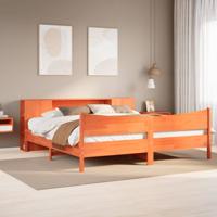 Bedframe zonder matras massief grenenhout wasbruin 200x200 cm