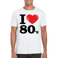 Verkleed T-shirt heren - I love 80s - wit - eighties party / thema feesten