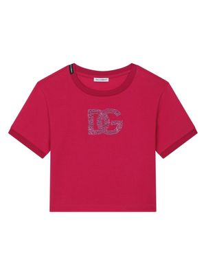 Dolce & Gabbana Kids t-shirt à logo strassé - Rouge