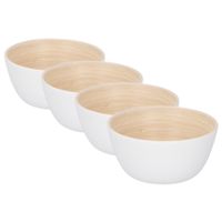 4x stuks bamboe snack schaaltje wit 10 cm