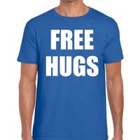 Free hugs tekst t-shirt blauw heren Free hugs tekst t-shirt blauw heren
