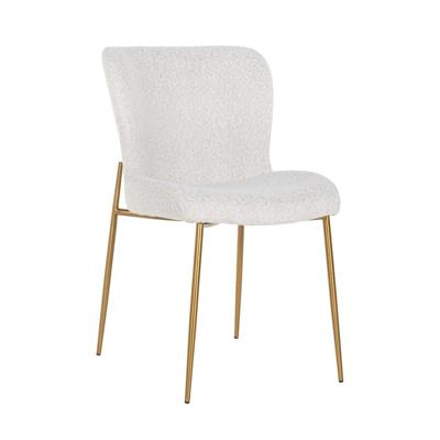 Eetkamerstoel Odessa White Bouclé Brushed Gold