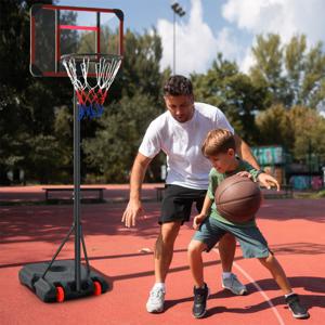 Basketbalhoepel op Standaard met Verstelbare Hoogte 193-248cm Draagbare Basketbalset met Balopslag en Wielen voor Kinderen/Volwassenen