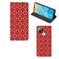 OPPO A15 Hoesje met Magneet Batik Rood - thumbnail