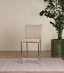 Taupe leren moderne barkruk Revolt - poot vierkant rvs - Toledo Leer Mastic (taupe leer)