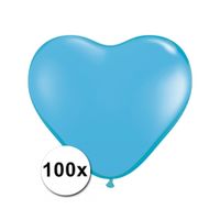 Kleine lichtblauwe hartjes ballonnen 100 stuks - thumbnail