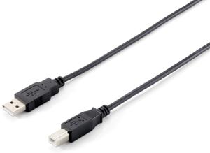 Equip USB-kabel USB-A stekker, USB-B stekker 3.00 m Zwart 128861