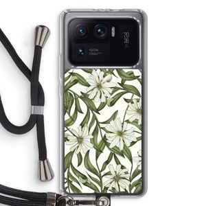 Wit bloemenpatroon: Xiaomi Mi 11 Ultra Transparant Hoesje met koord