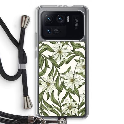 Wit bloemenpatroon: Xiaomi Mi 11 Ultra Transparant Hoesje met koord