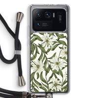 Wit bloemenpatroon: Xiaomi Mi 11 Ultra Transparant Hoesje met koord