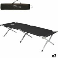 Campingbed Aktive Zwart 190 x 42 x 64 cm Opvouwbaar (2 Stuks)