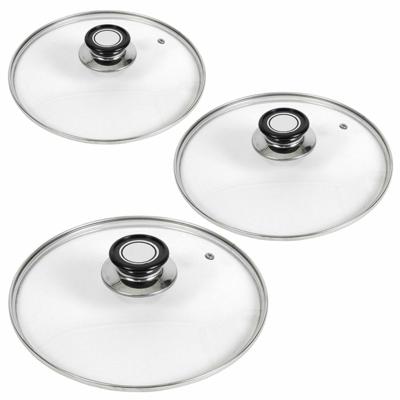 Gerimport universele glazen pannendeksels - 3x stuks - voor pannen met Dia 16, 20 en 24 cm Gerimport universele glazen pannendeksels - 3x stuks - voor pannen met Dia 16, 20 en 24 cm