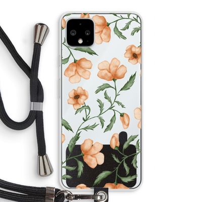 Peachy flowers: Pixel 4 XL Transparant Hoesje met koord