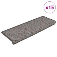 VidaXL Trapmatten zelfklevend 15st sisal-look 65x21x4cm grijs en beige VidaXL Trapmatten zelfklevend 15st sisal-look 65x21x4cm grijs en beige