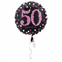 FolieBallon 50 jaar happy birthday pink 43cm