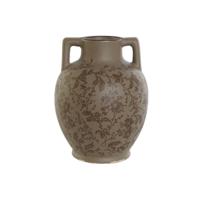 Vaas Home ESPRIT Bruin Groen Keramiek Blad van een plant 17 x 17 x 22 cm