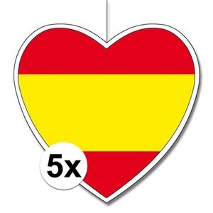 5x Spanje hangdecoratie harten 28 cm   -