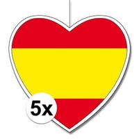 5x Spanje hangdecoratie harten 28 cm   -