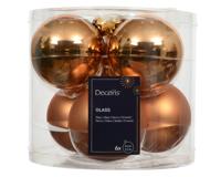 Kerstballen glas d8 cm brandy 6 st Decoris - Decoris