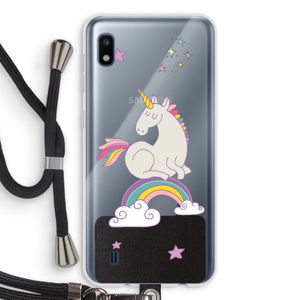 Regenboog eenhoorn: Samsung Galaxy A10 Transparant Hoesje met koord