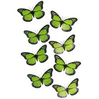 Gerimport Kerst vlinders - 8x stuks - groen - op clip - 12 x 6 cm - kunststof - kerstboomversiering