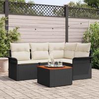 Tuinbankenset met kussen 5 pcs Zwart poly rattan