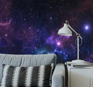 Slaapkamer fotobehang Universum met duizenden sterren