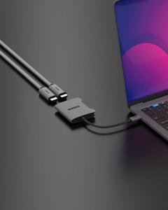 Sitecom AD-1017 interface hub USB 3.2 Gen 1 (3.1 Gen 1) Type-C Zwart, Grijs