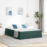 Opbergbed met matras Donkergroen 140 x 200 cm Fluweel