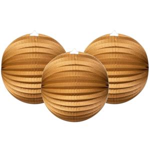 Haza Treklampion - 3x - metallic goud - papier - rond - D23cm - decoratie - Sint Maarten