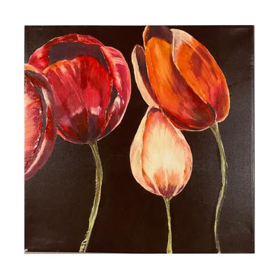 Canvas Schilderij Flowers Rood Oranje