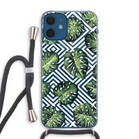 Geometrische jungle: iPhone 12 Transparant Hoesje met koord